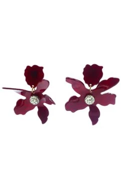 Luna Burgundy Flower Earrings
