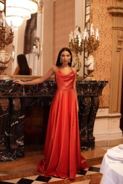 Livnia Satin Gown - Orange -ALAMOUR ONLINE STORE 136 82ff5363 72be 4664 83ae f68b2f55a1a1
