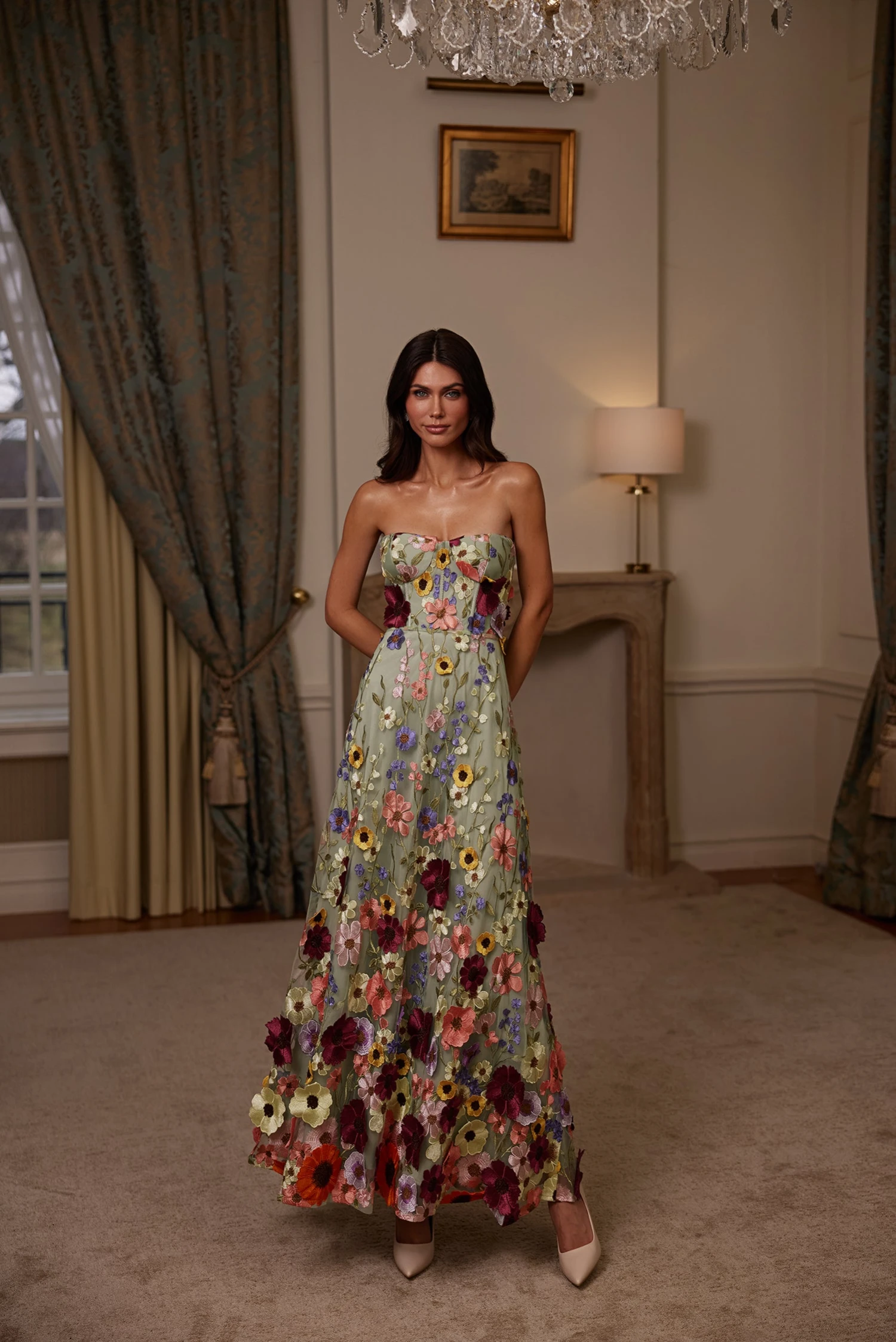 Daisy Floral 3D Bustier Maxi Dress 3 Daisy Floral 3D Bustier Maxi Dress