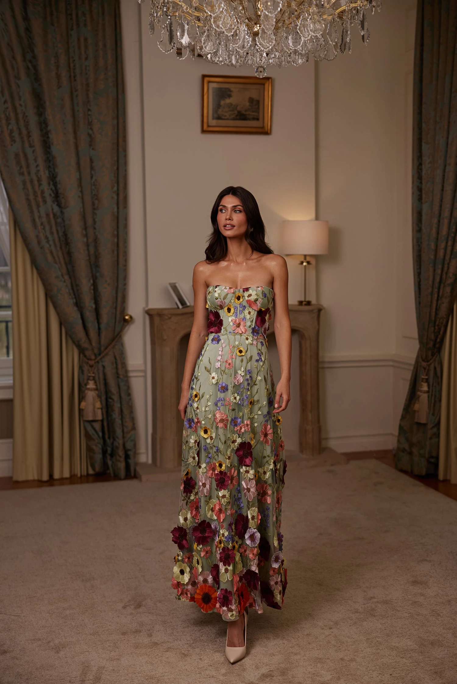 Daisy Floral 3D Bustier Maxi Dress 4 Daisy Floral 3D Bustier Maxi Dress - Image 2