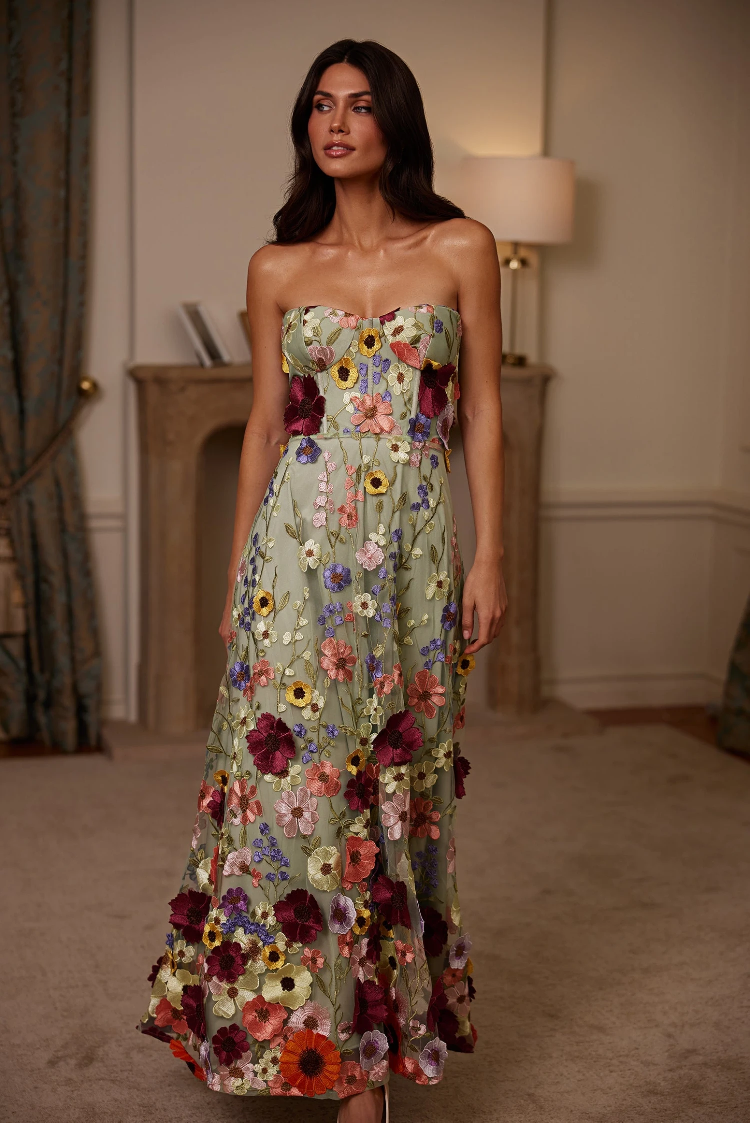 Daisy Floral 3D Bustier Maxi Dress 5 Daisy Floral 3D Bustier Maxi Dress - Image 3