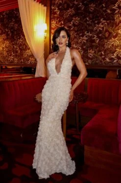 Alura Roses Floral Cream Maxi Gown