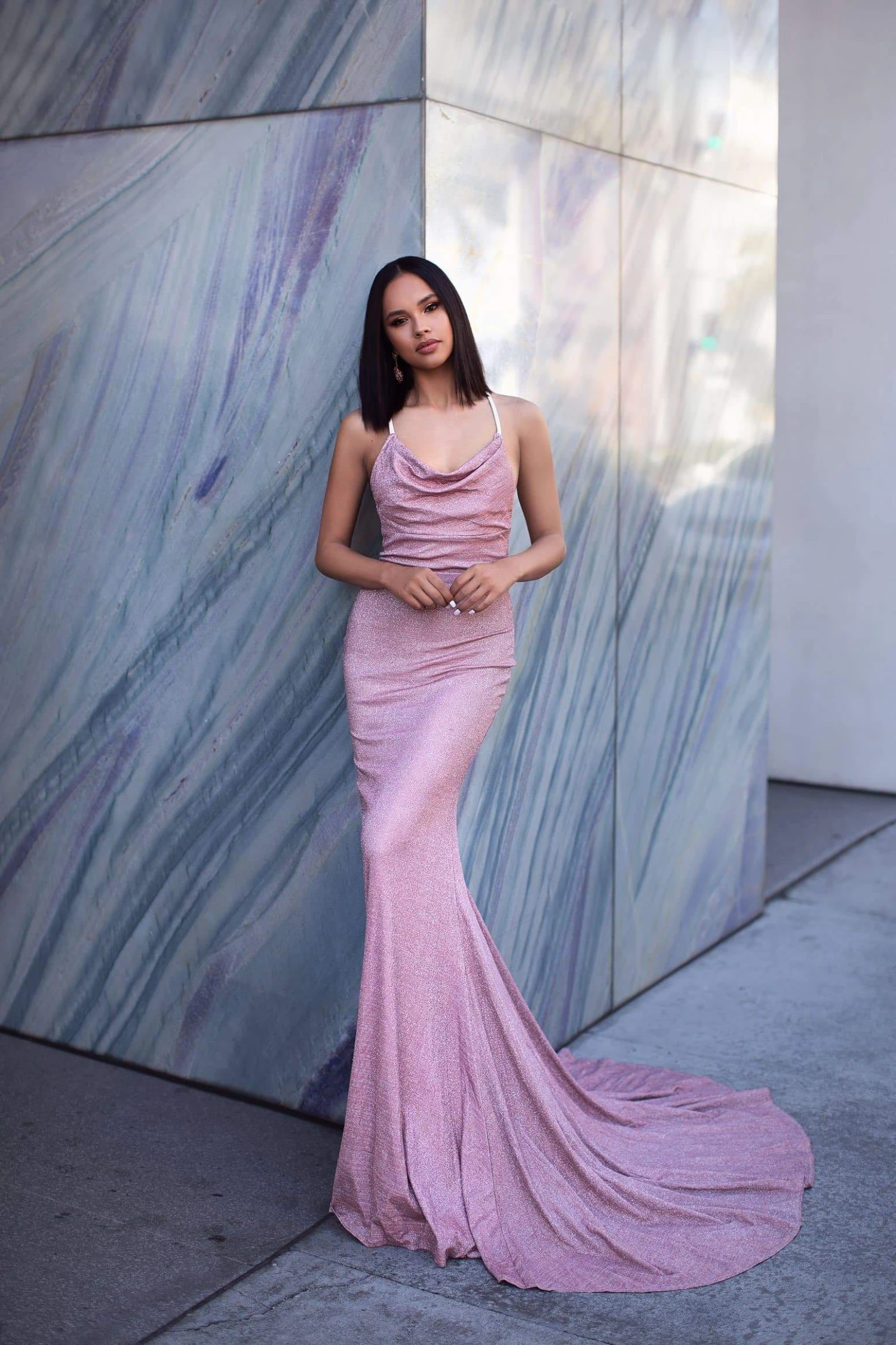 Tanisha Lurex Gown - Dusty Pink 3 Tanisha Lurex Gown - Dusty Pink