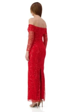 Damsel Beaded Off Shoulder Red Gown -ALAMOUR ONLINE STORE damsel 3