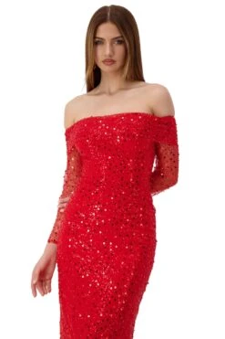 Damsel Beaded Off Shoulder Red Gown -ALAMOUR ONLINE STORE damsel 5
