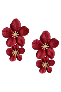 Shyla Red Multi Flower Earrings -ALAMOUR ONLINE STORE earrings17 b002d122 4829 42a5 9008 f1cefb1dae92