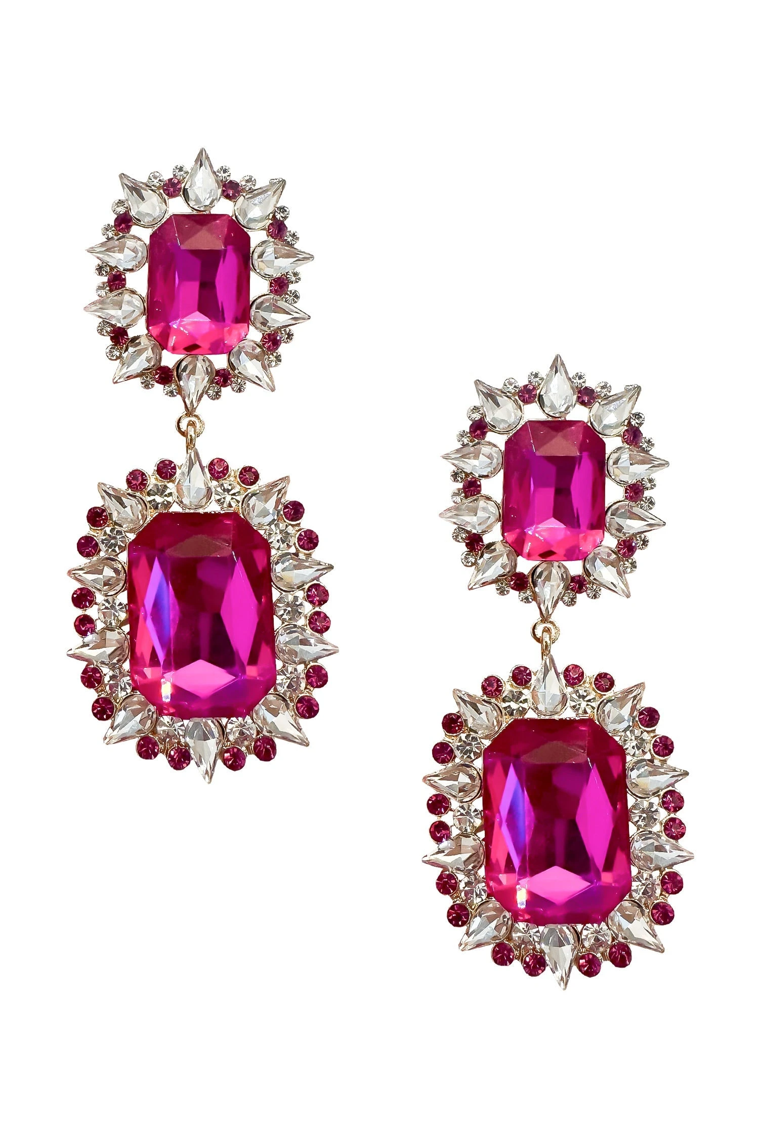 Katerina Fuchsia Diamante Earrings 5 Katerina Fuchsia Diamante Earrings - Image 3