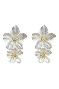 Shyla White Multi Flower Earrings