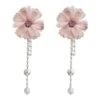 Isabella Pink Flower Earrings 2 Isabella Pink Flower Earrings -ALAMOUR ONLINE STORE earrings363