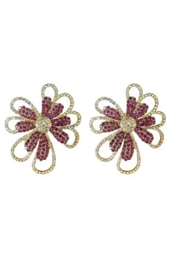 Sarah Fuchsia Flower Earrings