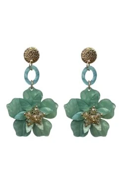 Petra Teal Flower Drop Earrings