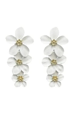 Niki White Flower Drop Earrings -ALAMOUR ONLINE STORE earrings83 f3bd86df a3ac 4a8c 8511 829bbd031632