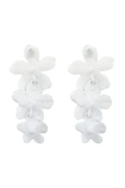 Niki White Flower Drop Earrings -ALAMOUR ONLINE STORE earrings85