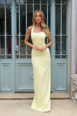 Hallie Butter Yellow Satin Gown -ALAMOUR ONLINE STORE emily37