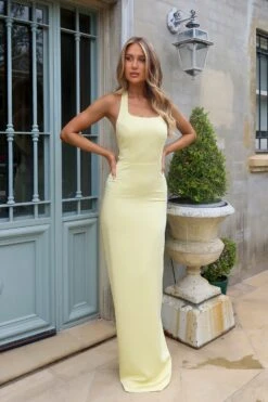 Hallie Butter Yellow Satin Gown -ALAMOUR ONLINE STORE emily38