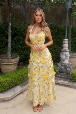 Madame Floral 3D Maxi Dress -ALAMOUR ONLINE STORE emily42
