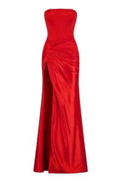 Lanetta Velvet Satin Corset Red Gown -ALAMOUR ONLINE STORE lanetta gm