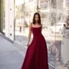 Makena Shimmering Gown - Burgundy
