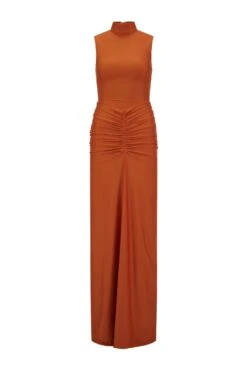 Rosina High Neck Rust Gown -ALAMOUR ONLINE STORE rosina 1 gm