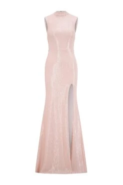 Willow High Neck Sequins Pink Gown -ALAMOUR ONLINE STORE willow 1 gm